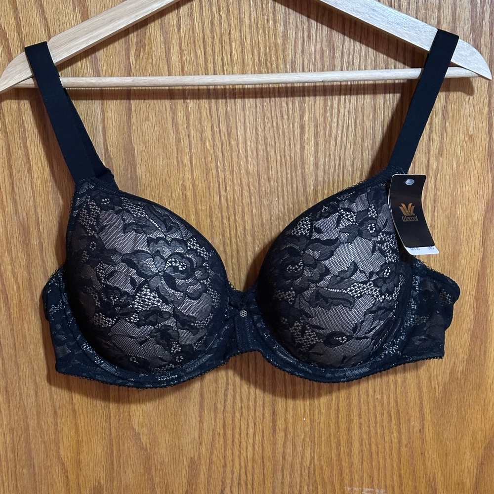 Wacoal Lace‎ Finesse NWT T-Shirt Bra blakc sz 38D